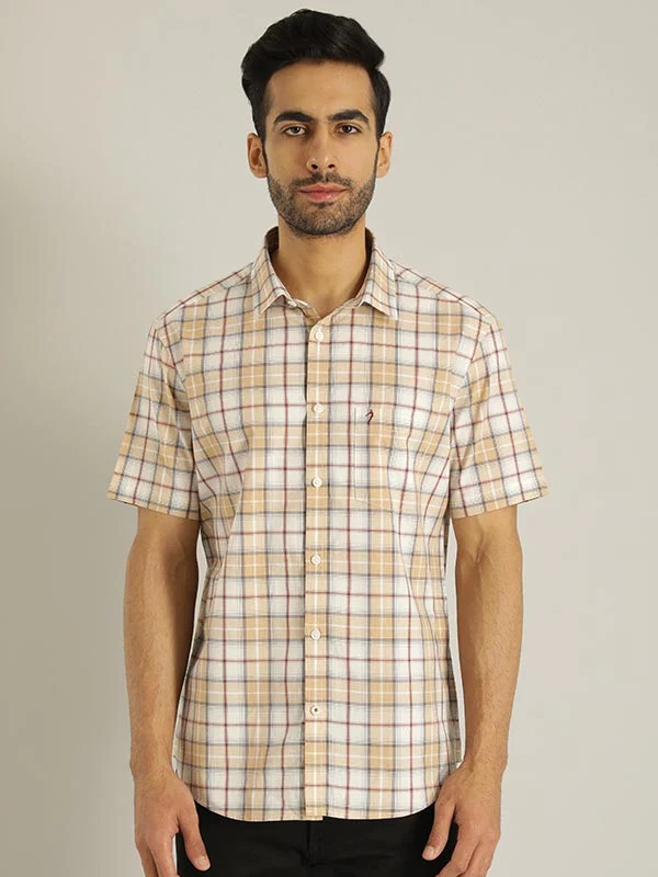 Indian Terrain Men's Slim Fit Half Sleeve Checkered Multicolor Shirt